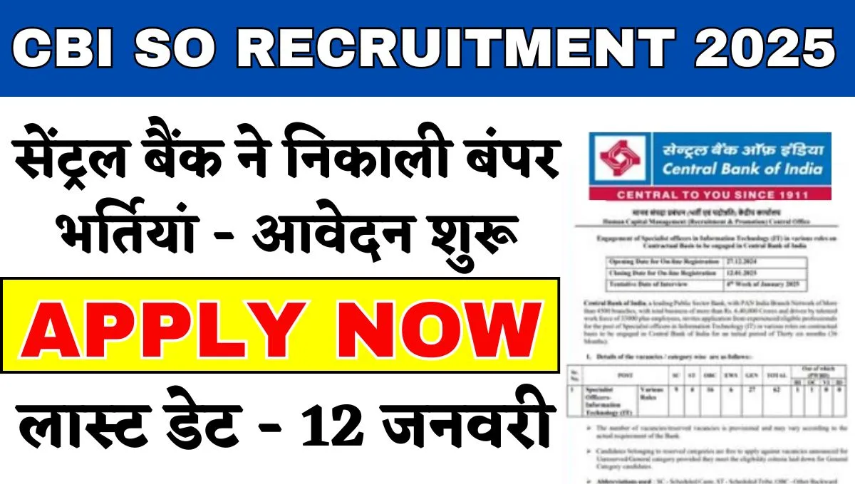 CBI SO Recruitment 2025