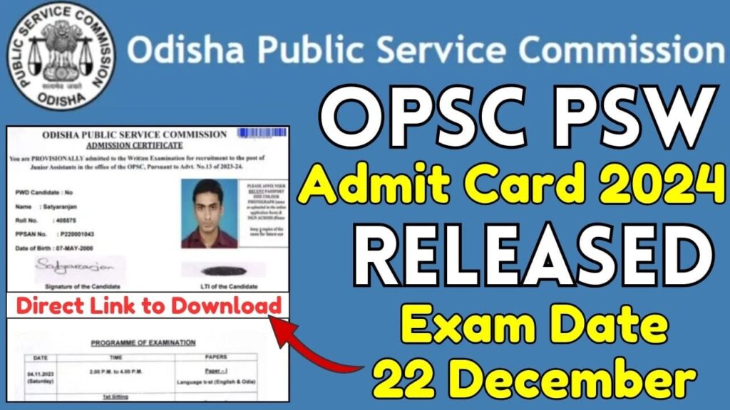 OPSC PSW Admit Card 2024