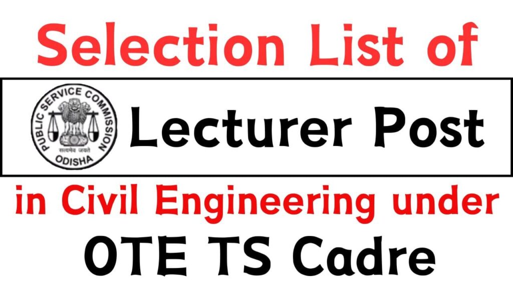 Selection List of Lecturer Post