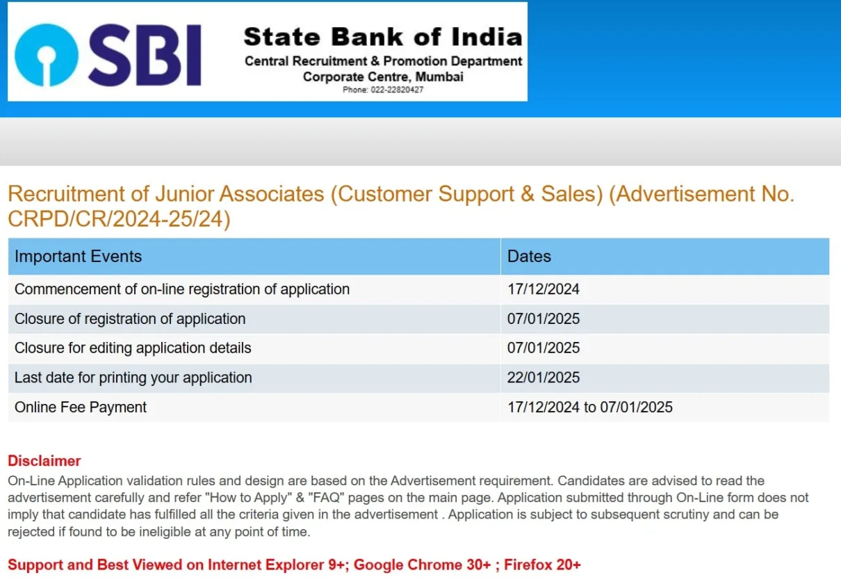 SBI Clerk Vacancy 2025 