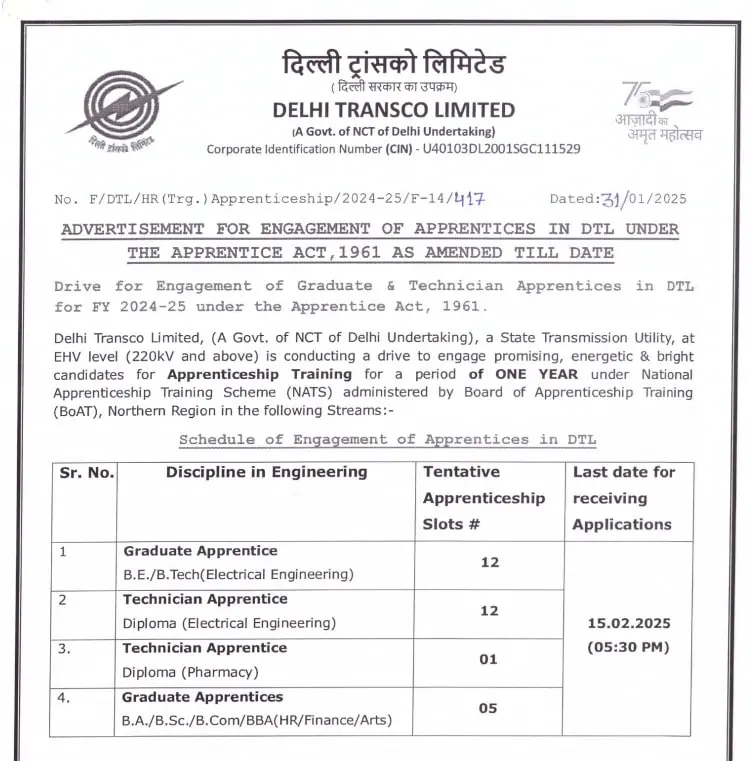 DTL Apprentice Recruitment 2025 